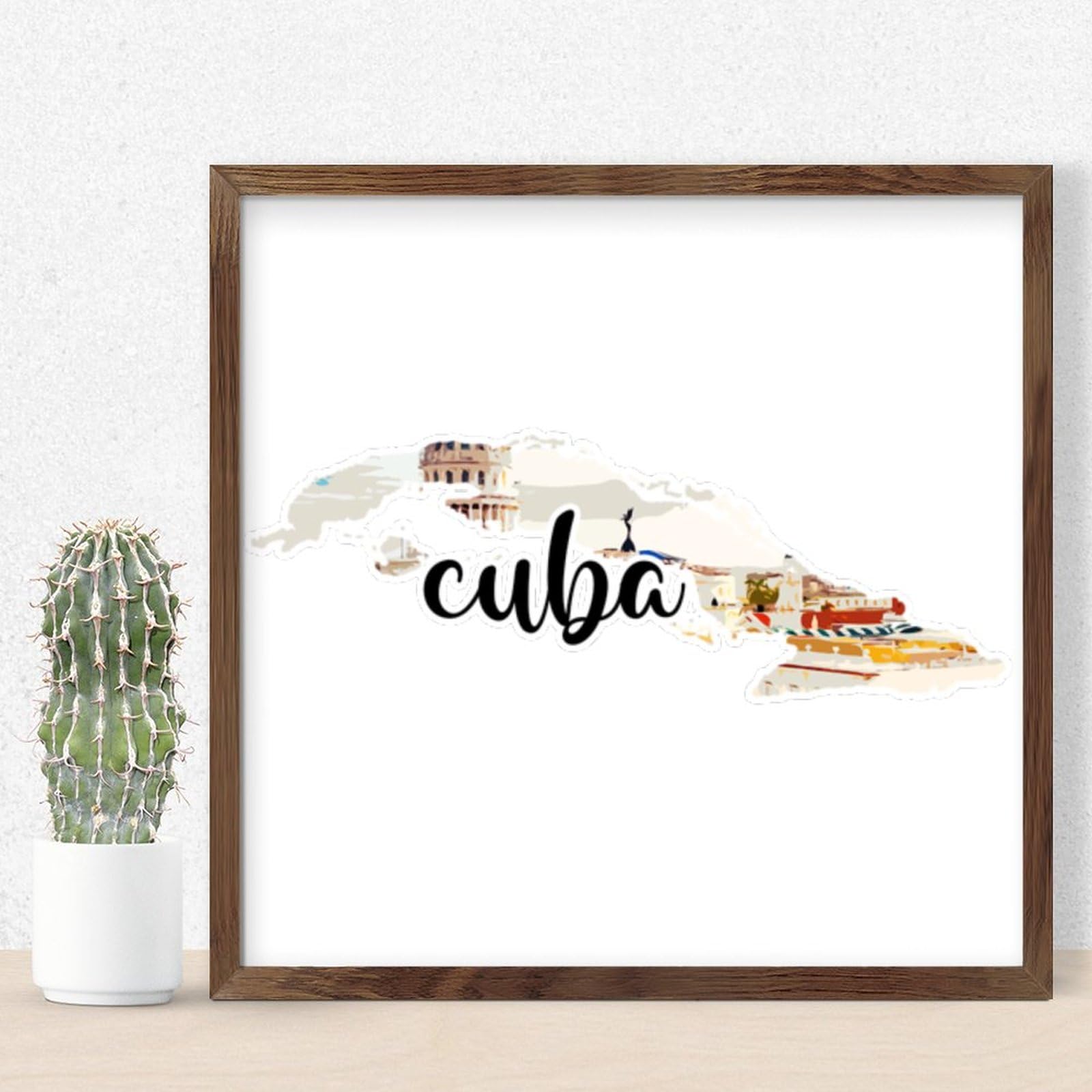 Panneau mural bois Cuba décoration rustique suspendre 30,5x30,5 cm