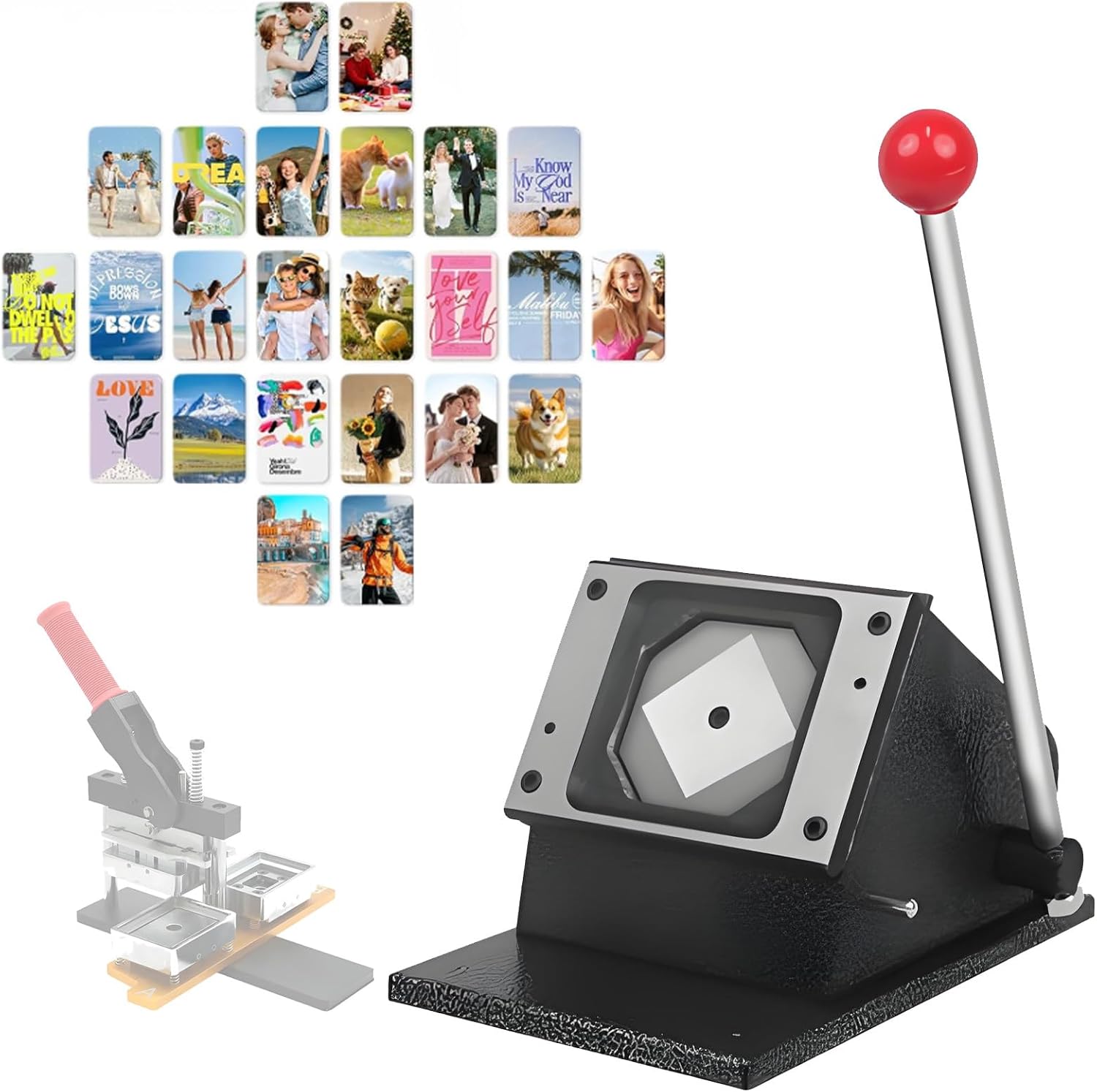 Fridge Magnet Button Maker Machine, 2x2inch Square Magnets Maker, 50mm Metal DIY Badge Pin Maker Machine, for Home School DIY Crafts, Business. B/3.2x3.2in