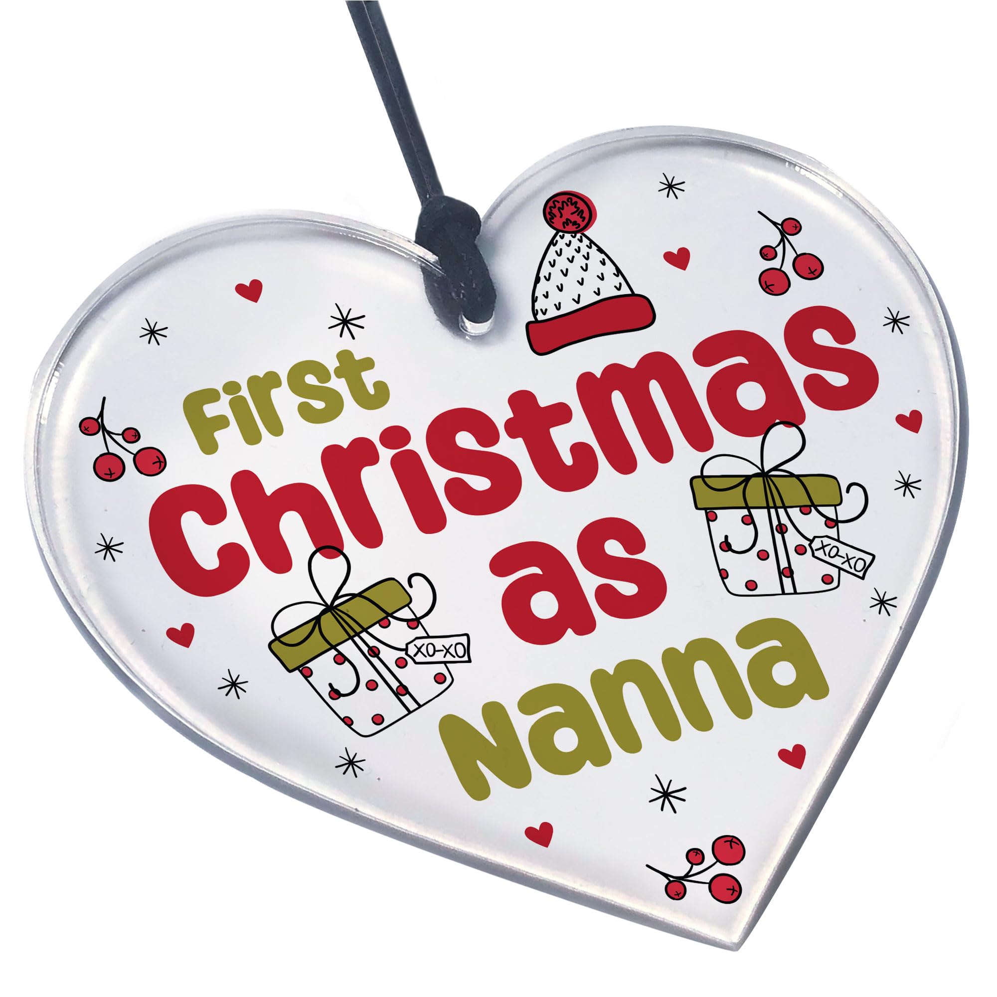 Red Ocean Christmas Decoration 1st Christmas As Nanna Gift Acrylic Heart Christmas Tree Decoration Grandparent Gifts For Christmas