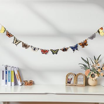 Cinnvoice 8.2 ft Butterfly Garland Party Decoration Wood Hanging Butterfly String Decor Spring Animal Ornament Garland Rustic Vintage Retro Banner for Wedding Nursery Spring Summer Home Garden Decor
