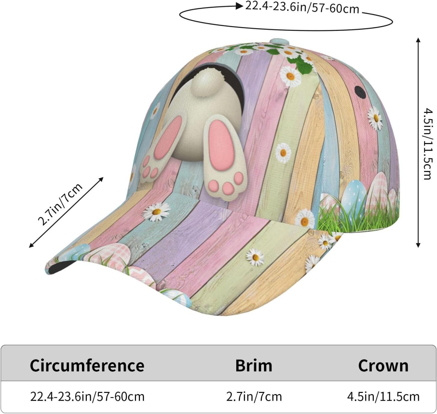 Easter Sun Hat for Women Men Adjustable Easter Bunny Baseball Cap Foldable Running Hats Cap for Outdoor Easter Hat