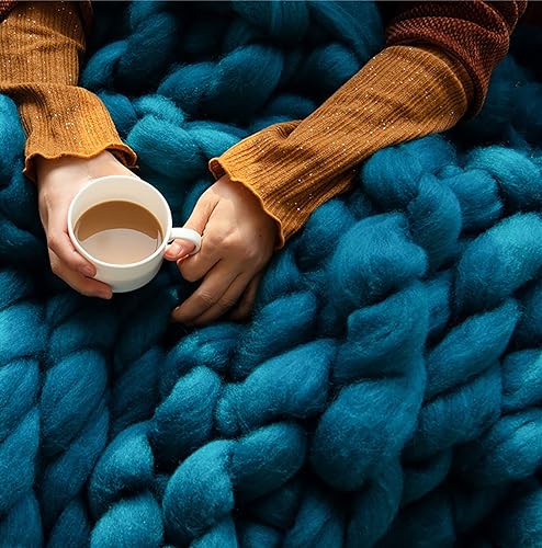 Miniatura 2 de XWCG Manta de punto grueso hecha a mano, suave, acogedora y cálida, manta de punto de lana gruesa para sofá, manta de moda para sofá, manta de yoga,