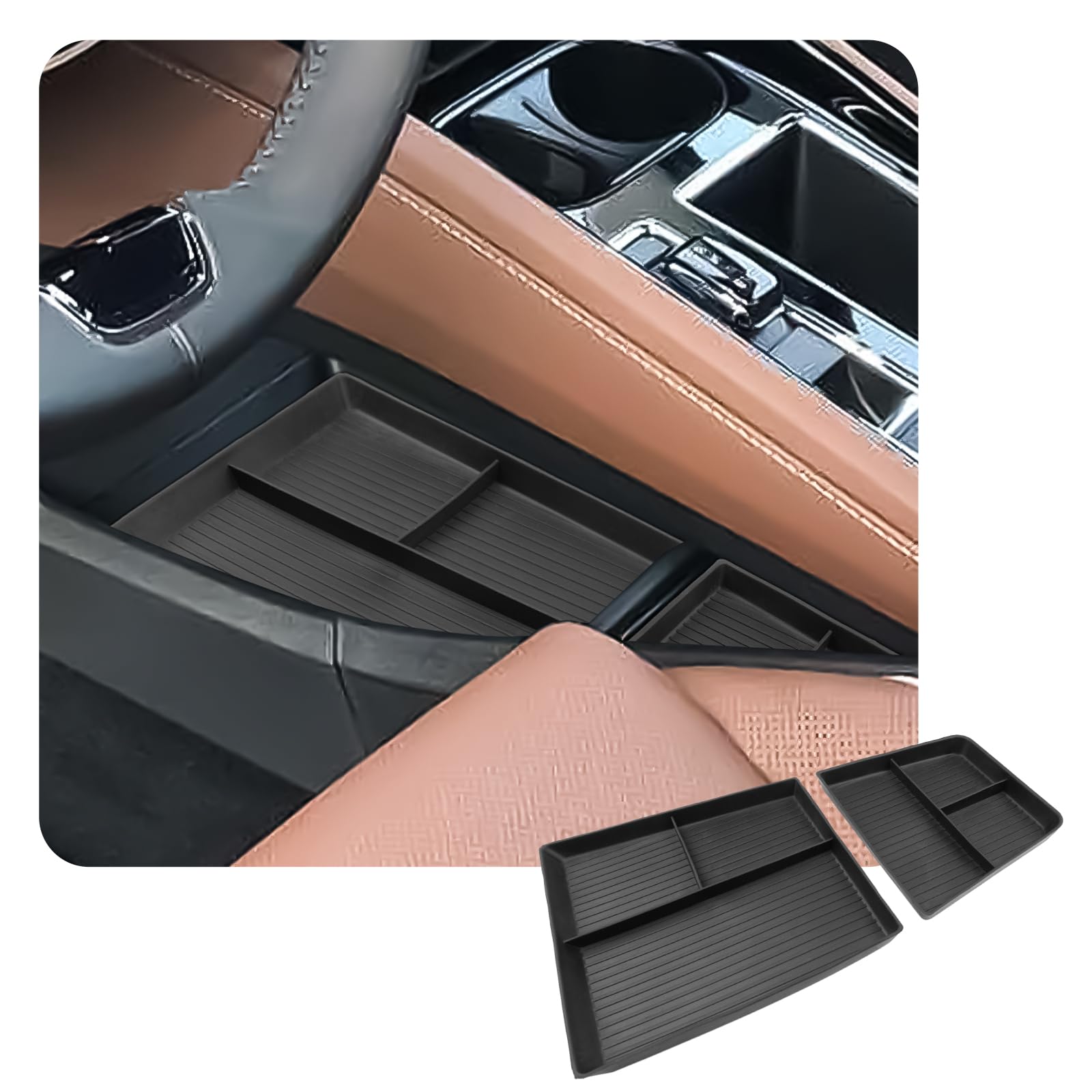 CDEFG Kompatibel mit Skoda Elroq 2024 2025 Mittelkonsole Organizer Aufbewahrungsbox Handschuhfach Aufbewahrung Auto Center Console Tray Elroq Sportline Zubehör (Mittelkonsole unten)