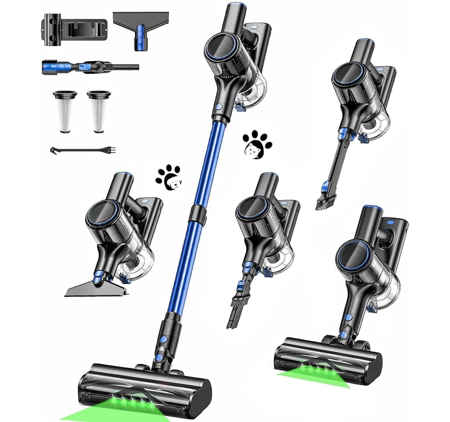 Cordless Vacuum Cleaner 45KPA 8 in 1 Lightweight Vacuum Cleaners for Home 50Mins Anti-Tangle Stick Vacuum LED Display