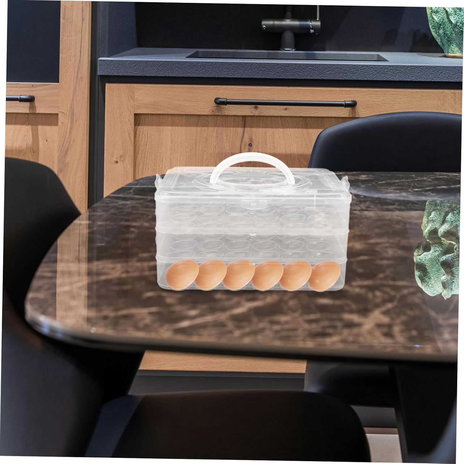 KICHOUSE Stackable Storage Tray Lid Container for Refrigerator Secure Locking Mechanism for Compact Kitchen Storage