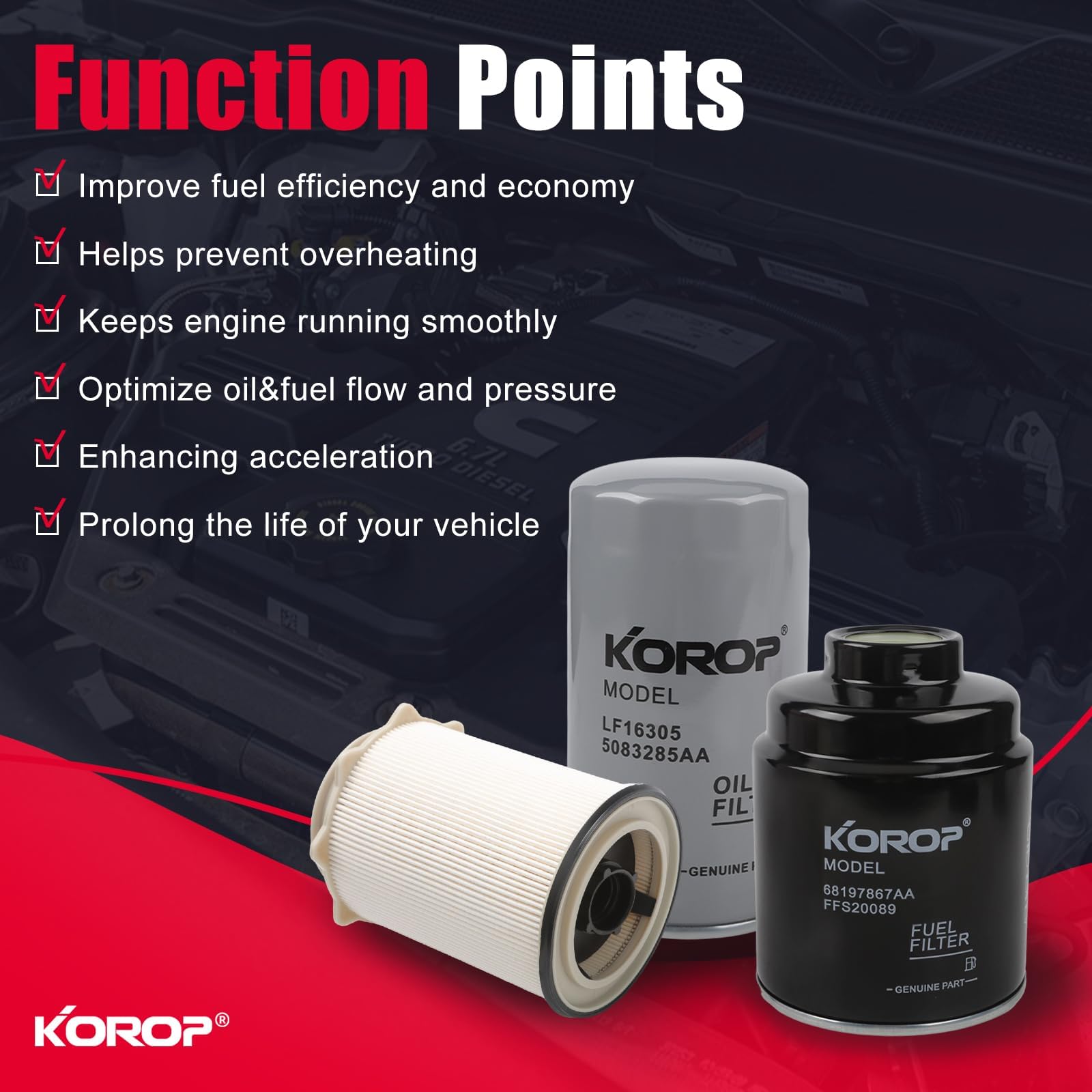 Merece Fuel Filter Water Separator and Oil Filter Set Fits for Dodge Ram 6.7L Cummins Diesel 2013-2018 2500 3500 4500 5500 Replaces# 68197867AA 68157291AA 5083285AA