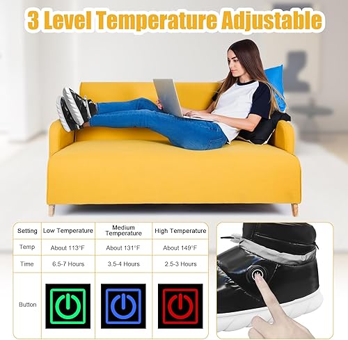 Miniatura 6 de Heated Slippers Women Men Foot Warmer Shoes Wireless High Top Non-Slip Breathable Electric Heating Slipper with Rechargeable 5000mAh Battery Winter