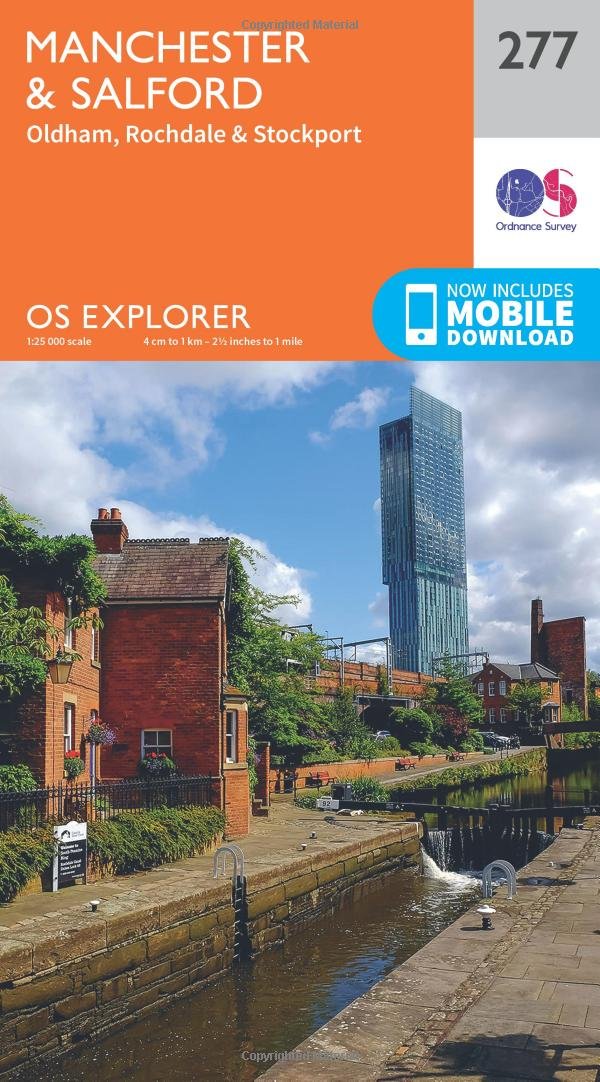 Manchester & Salford Map | Oldham, Rochdale & Stockport | Ordnance Survey | OS Explorer Map 277 | England | Walks | Hiking | Maps | Adventure