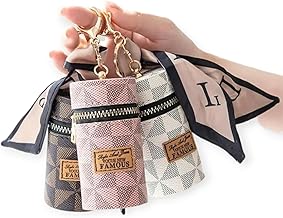 Birvan Lipstick Organizer Keychain Bag Lipstick Case, Leather Lip Gloss Bag for Purse, Travel Lipstick Organizer with Keychain for Women (Multicolor)