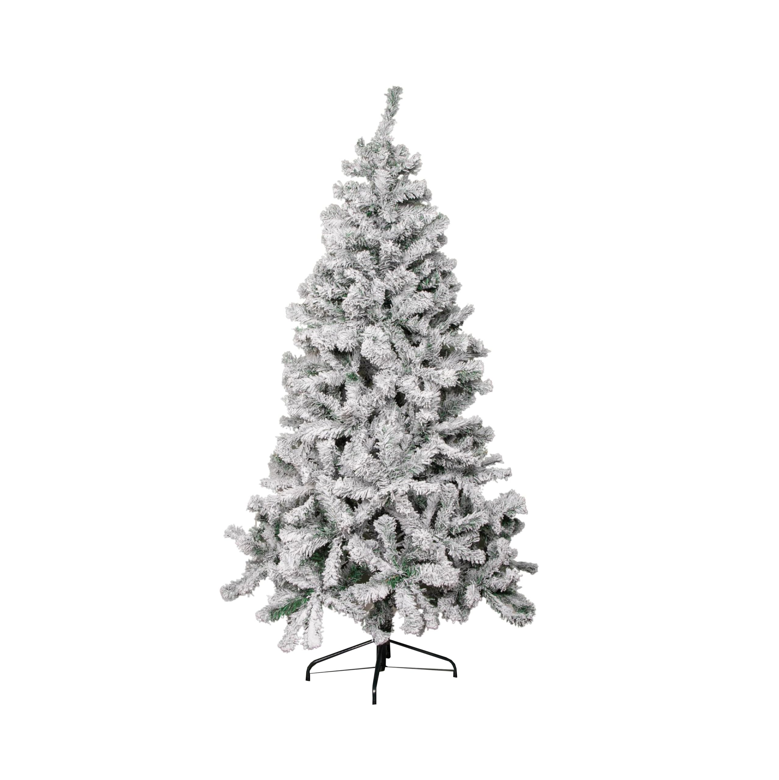 Samuel Alexander Snow Flocked 7Ft (2.1M) Artificial Christmas Tree With Green Metal Stand And 655 Tips