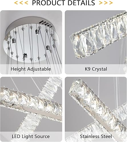 Miniatura 6 de dolria Candelabros modernos para sala de estar, luz colgante de techo grande LED, luces lineales, lámparas de comedor de techo alto LED para