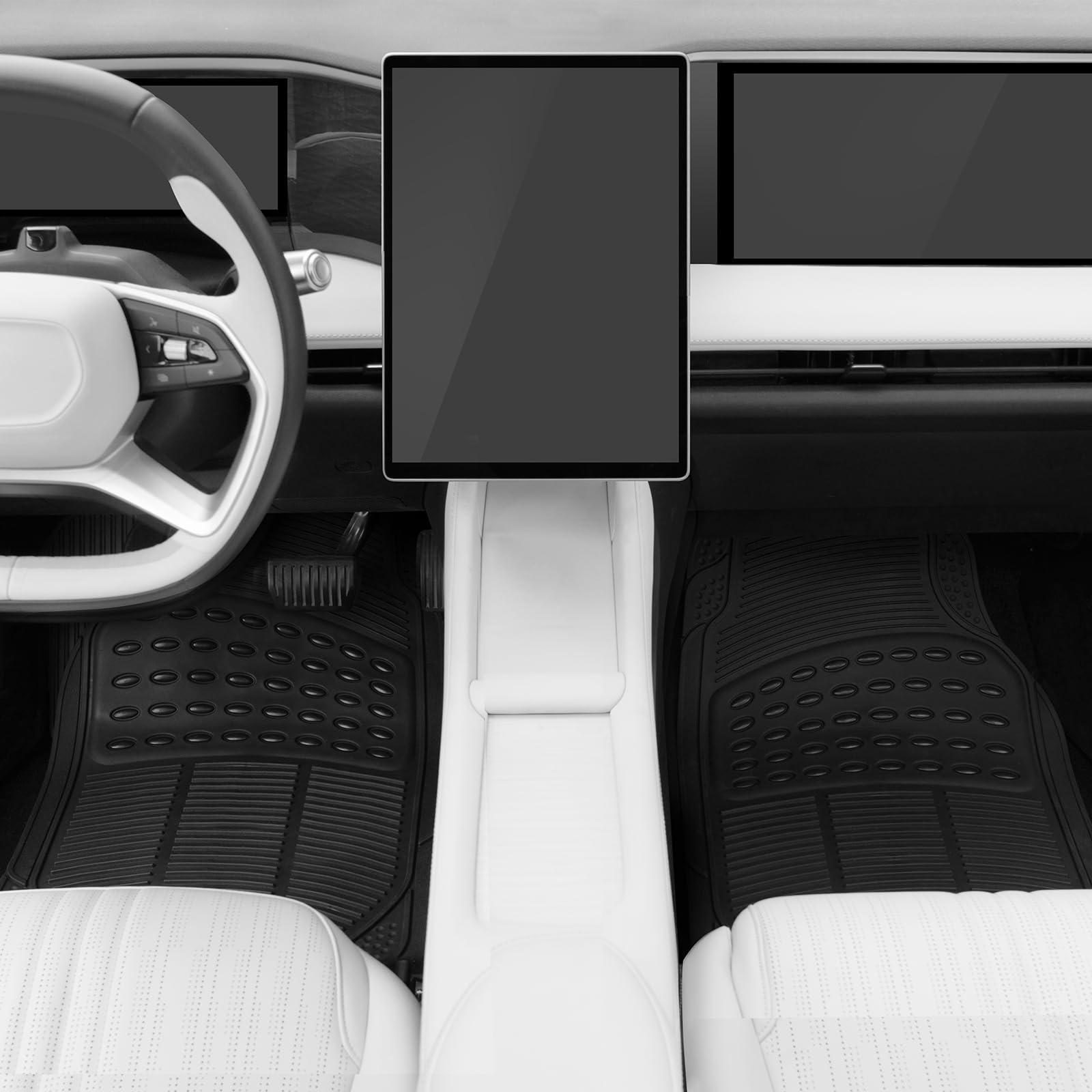 WOLTU Universal Auto Fußmatten Gummimatten Gummi Matten Set Schwarz