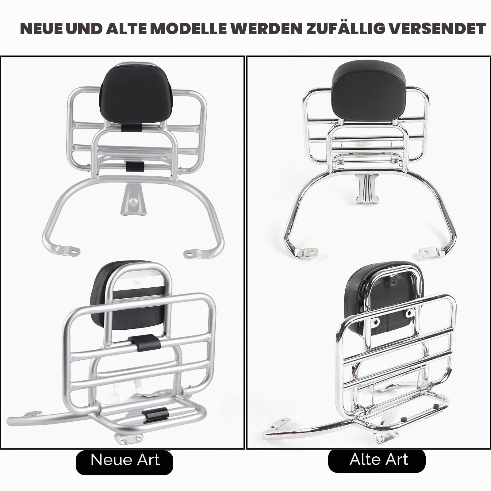 Gepäckträger Hinten, mit Rückenlehnenkissen Chromstahllegierung Chromplatte Passend für Sprint Primavera 50 125 150 250 300 GTS
