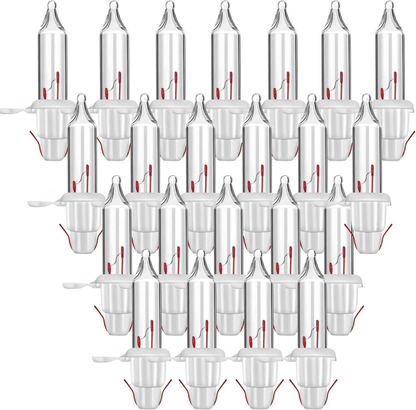 60 Count Christmas Tree Replacement Light Bulbs 2.5v 0.425 Watt Replacement Bulb Mini Incandescent Wire String Lights Decoration for Prelit Xmas Tree(White Base with Warm White Bulb)