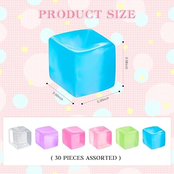 Poen 30 Pcs Mini Ice Cube Balls 0.98 Inch Fidget Toys
