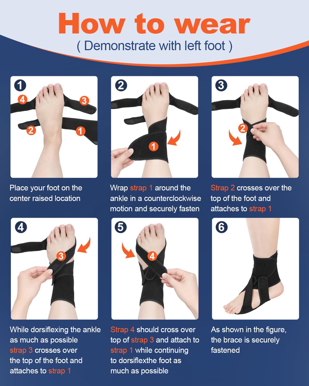 Foot Drop Brace Adjustable Foot Brace for Walking, Ankle Foot Orthosis Provide Foot Drop and Ankle Support, for Walking with Shoes, Socks, or Barefoot, for MS, TBI, Stroke, Use Day & Night, Includes a Massage Ball