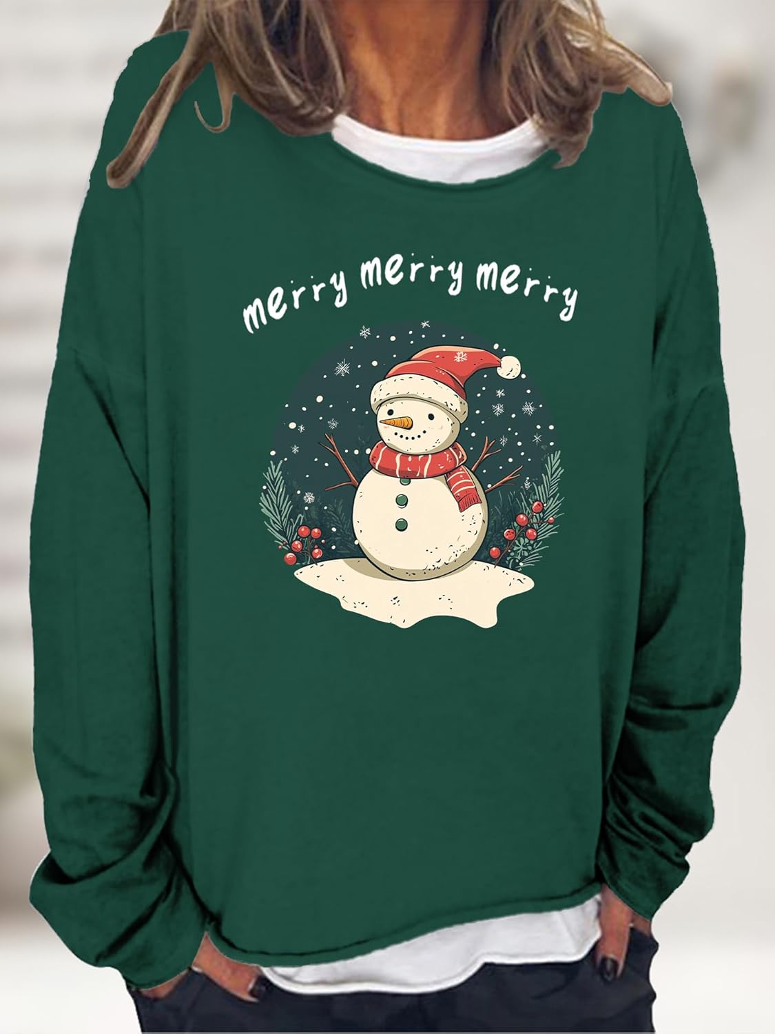 HOTYD Christmas Graphic Sweatshirts for Women Oversized Crew Neck Long Sleeve Shirts Plus Size Loose Fit Pullover Tops - Image 2