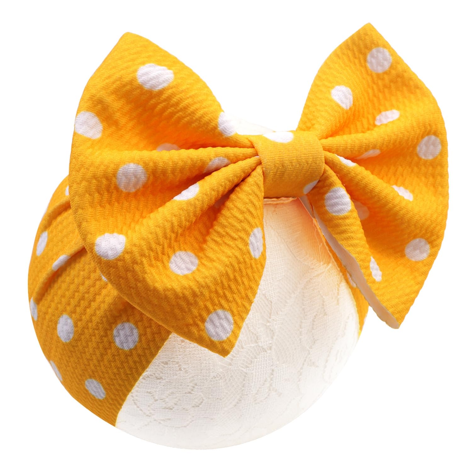 Baby Headband Bow Large Hair Bows Red Headband Wide, Newborn White Polka Dot Hair Bows Hairbands Hair Accessories.(FD139) (Yellow)