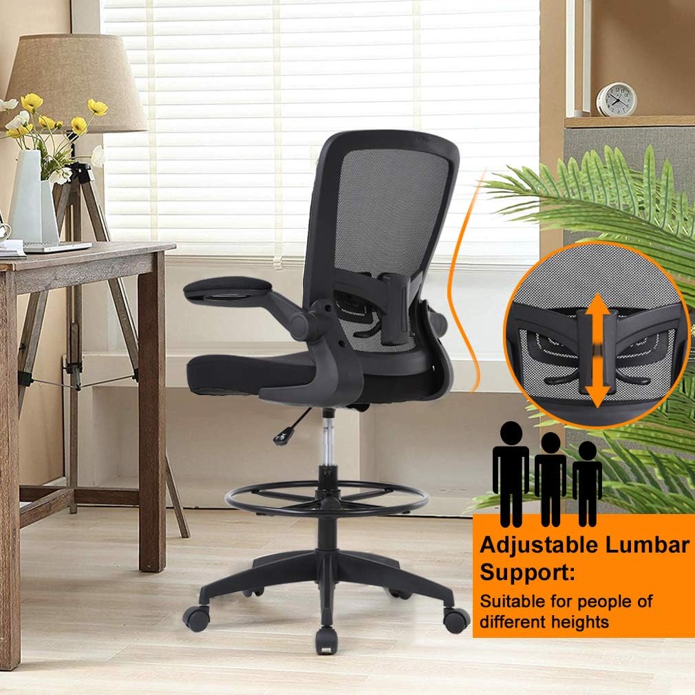 Office Drafting Chair Tall Office Chair Adjustable Height with Lumbar