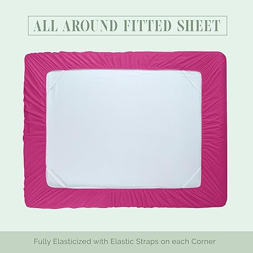 Vista 59 de Elegance Linen® - Juego de sábanas de 4 piezas, resistente a las arrugas, 1500 hilos, ultrasuaves, esquinas tipo bolsillos profundos de hasta 16