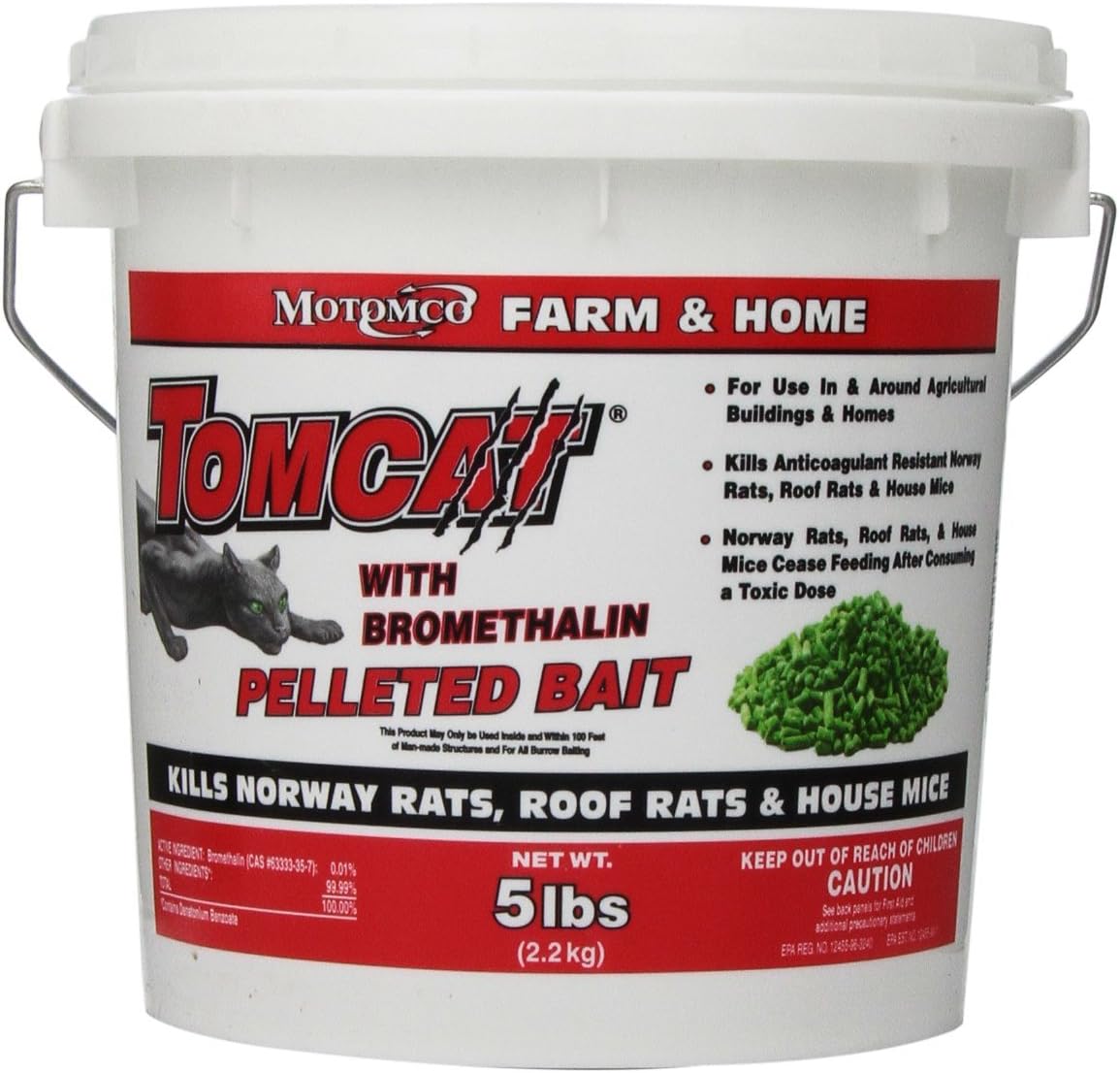 Motomco Tomcat Mouse and Rat Bromethalin Pellets, 5-Pound