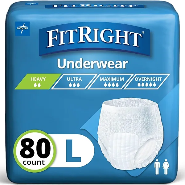 FitRight Extra Protective Incontinence Underwear, Moderate Absorbency, Large, 40 to 56", 20 Count (Pack of 4)
