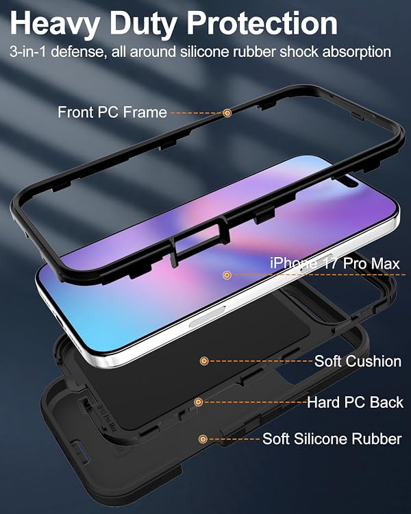 Aliruke for iPhone 17 Pro Max Case with Port Cover, Rubber Matte, Black by Aliruke - Used condition - Image 3
