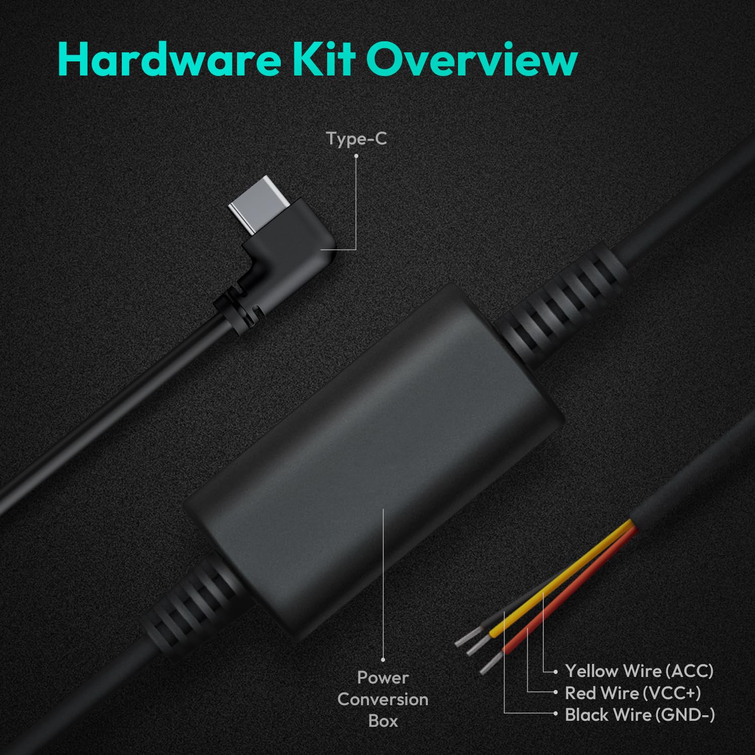 Kit di Cablaggio per Dashcam BOTSLAB, Kit di Cablaggio Type-C