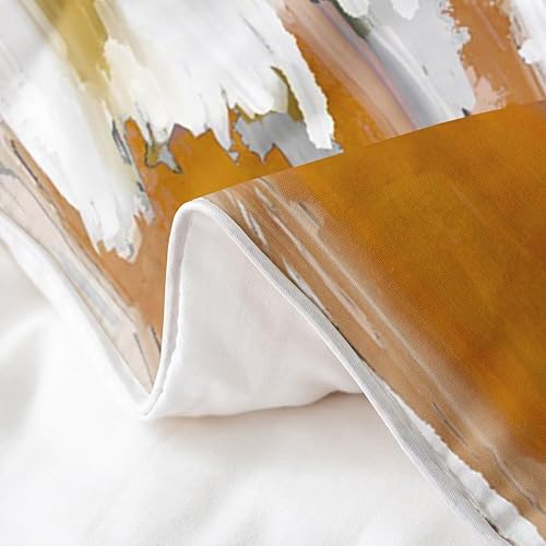 Miniatura 5 de Erosebridal Juego de ropa de cama naranja con rayas degradadas 100% algodón, tamaño matrimonial, juego de ropa de cama moderna con pintura al óleo