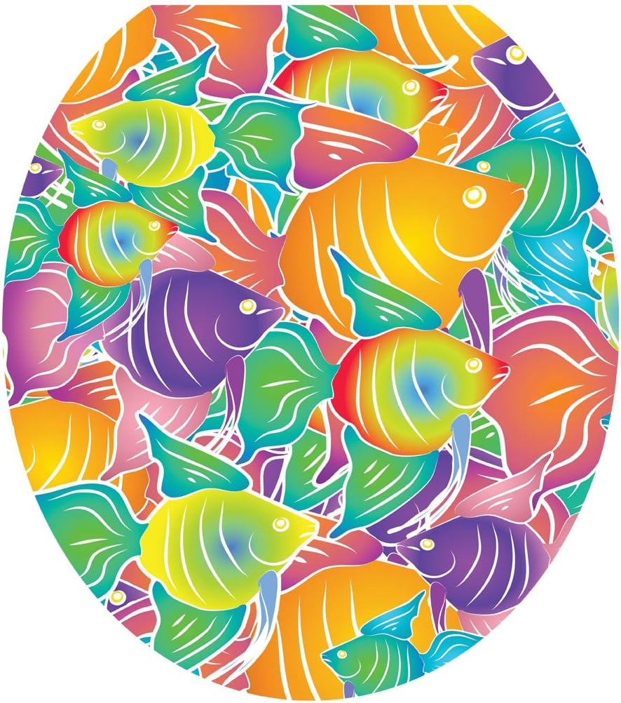Toilet Tattoos, Toilet Seat Cover Decal, Fish Frenzy, Size Round/standard