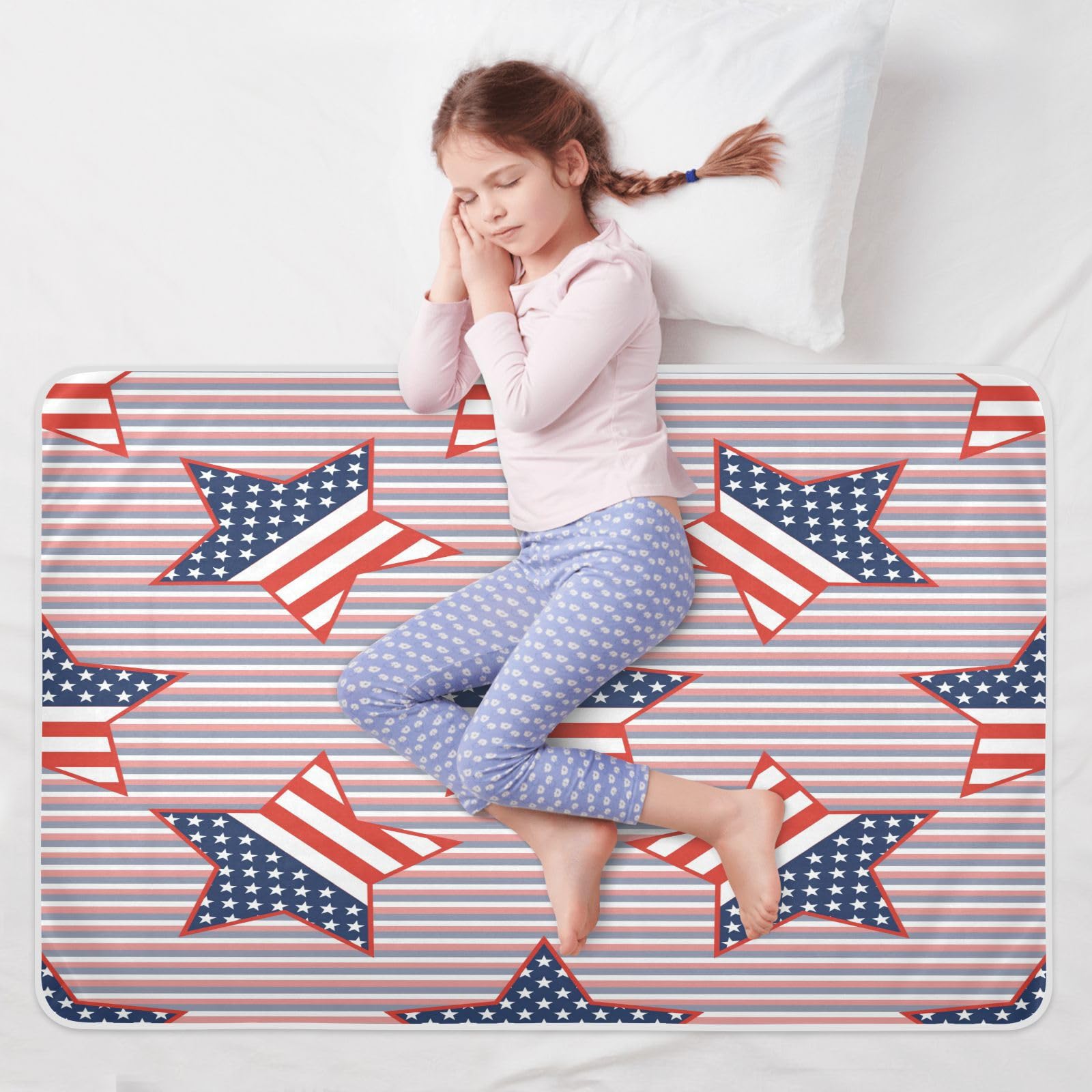 susiyo Red and Blue Diagonal Bed Pads for Incontinence Mattress Protector Anti-Slip Waterproof Pads (56