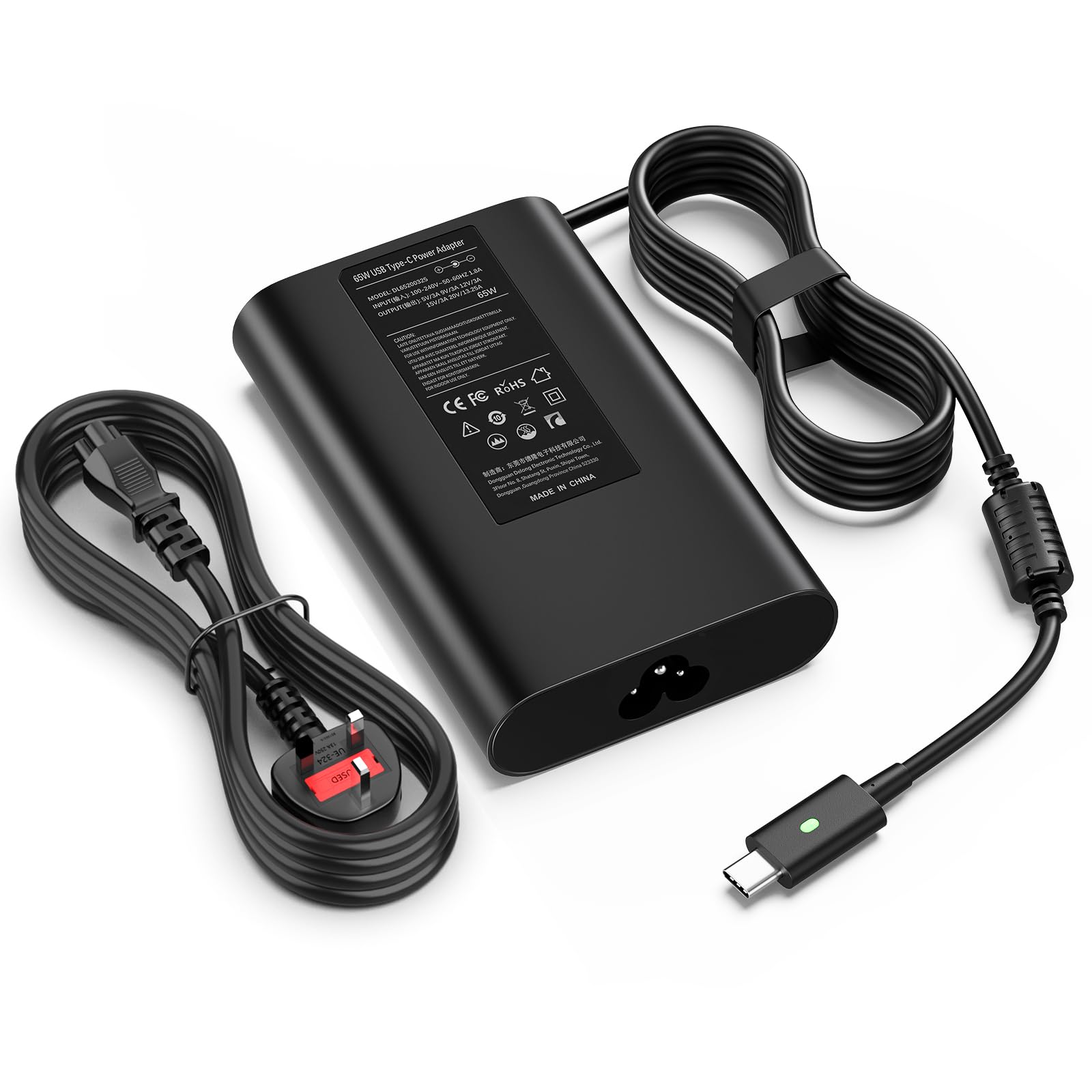 65W Laptop Charger USB C Compatible with Dell Latitude 5420 5520 5320 5410 5540 7420 7410 7440 7320 7310 9410 9510 XPS 13 12 9350 9360 9370 9380 Chromebook 3100 3380 5190 Type C Power Supply Adapter