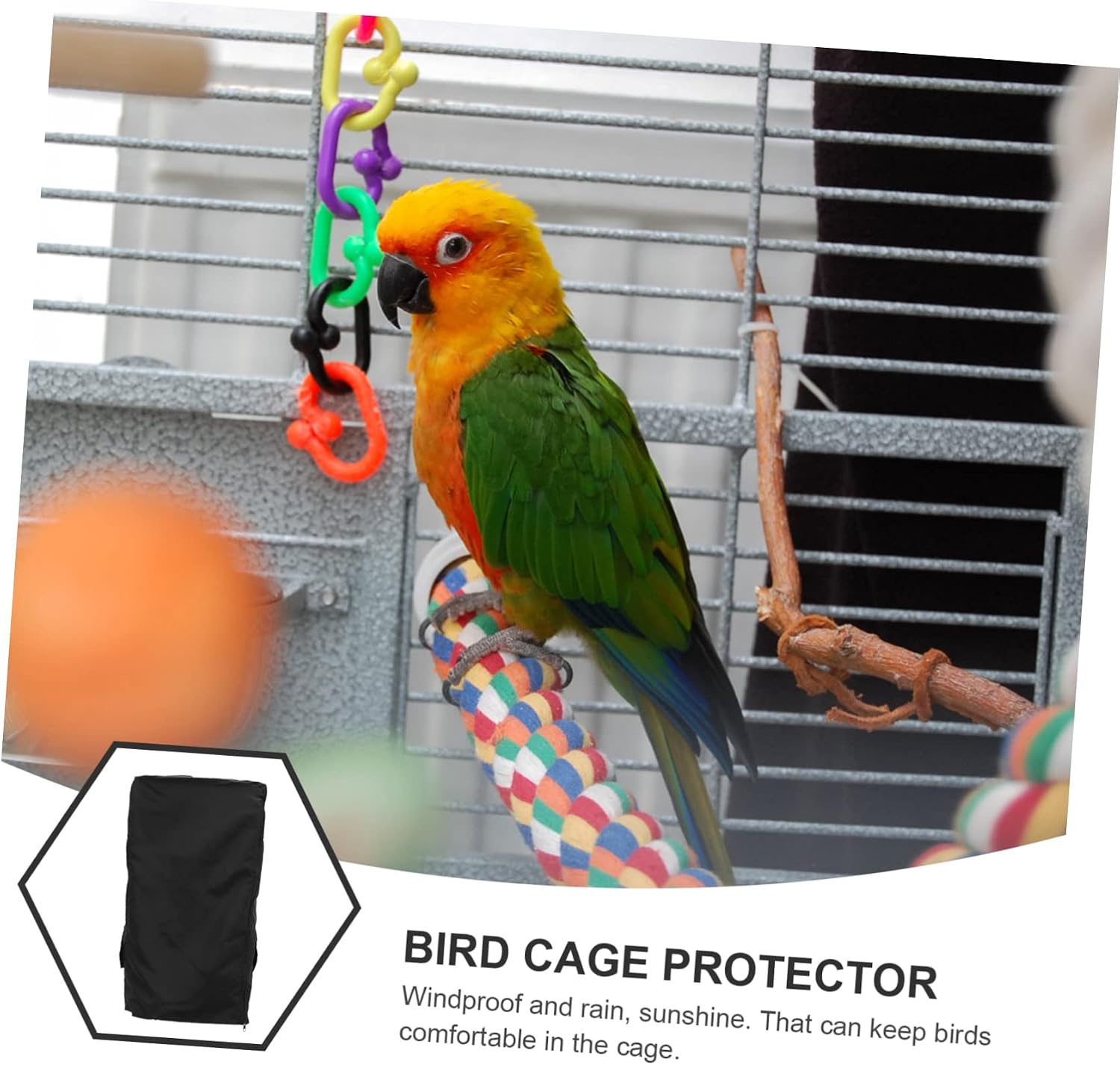 Breathable Birdcage Cover Black Parrot Cage Protector with Sticky Patch Design for Sleep and Distraction Reduction Machine Washable Cage Accessory for Parakeets and Lovebirds