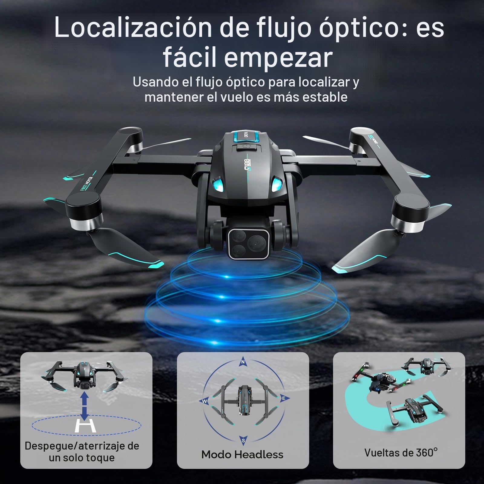 OBEST Drones GPS con Camara 4K Adulto, 5G WiFi RC Drone FPV Plegable | Motor sin Escobillas, 2 Batería 36Min, Follow Me, Cám ESC 180°, Retorno con Un Clic, Evitación Obstáculos 360°, Altitude Hold