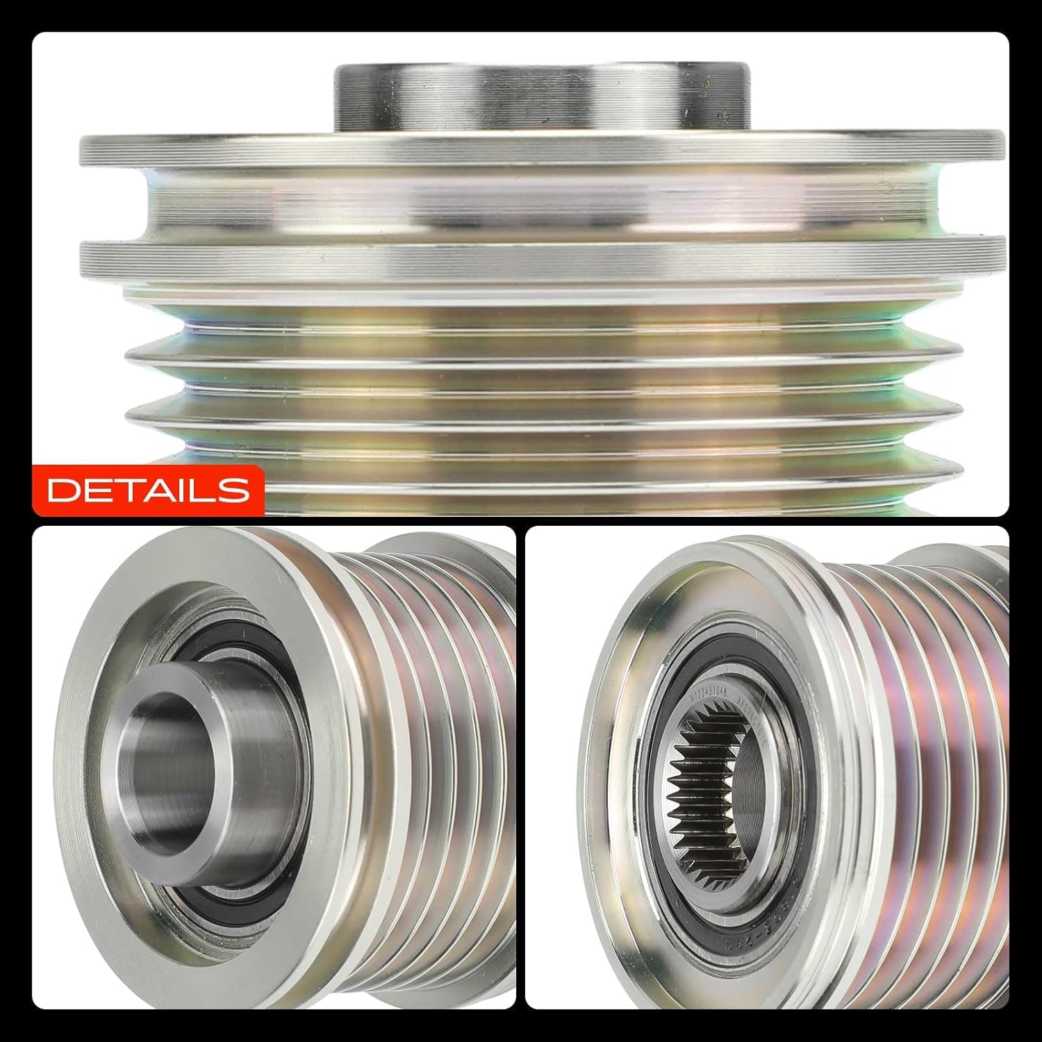 A-Premium Alternator Freewheel Clutch Pulley, 6 Grooves, Compatible with Nissan Sentra 2013-2019 1.8L, Clockwise