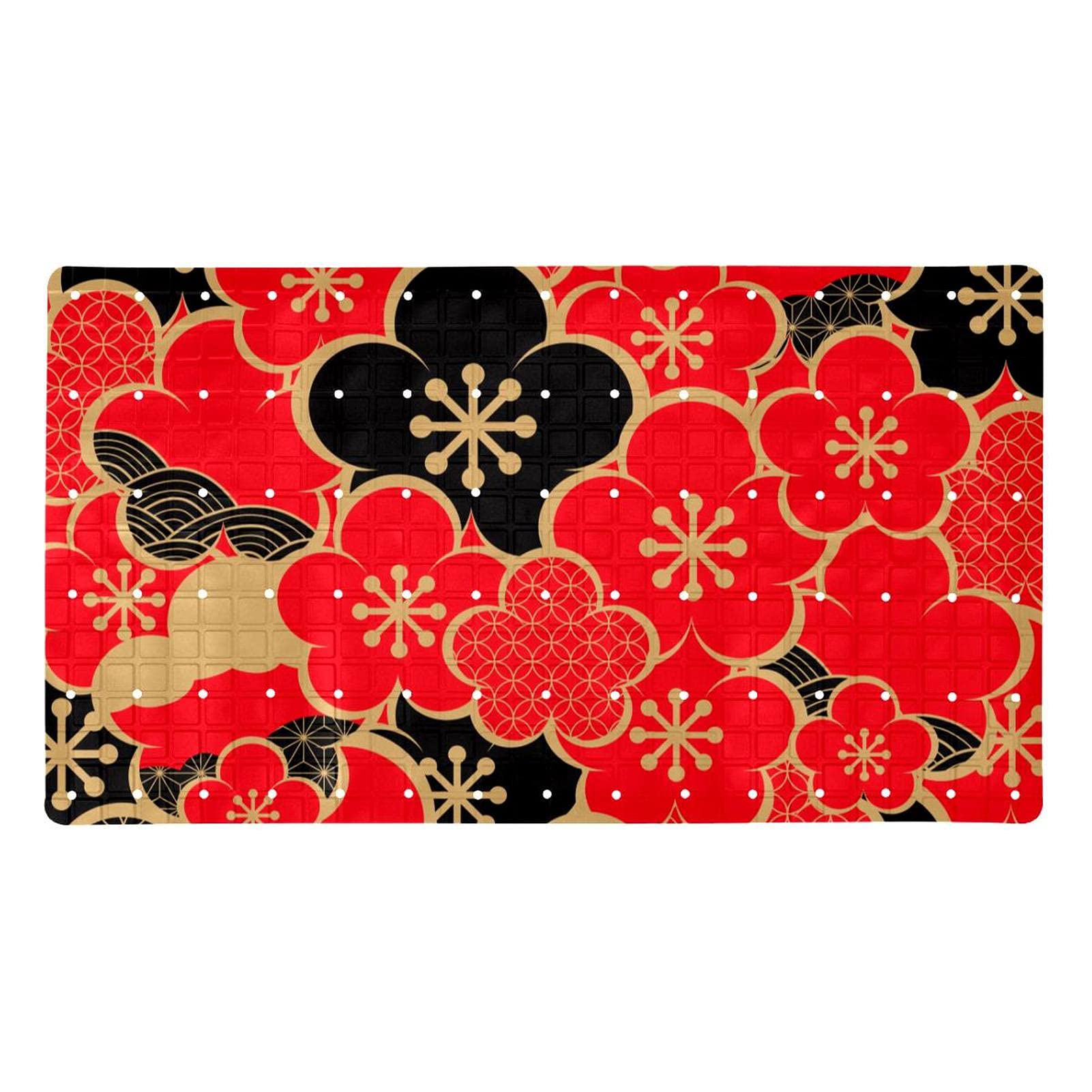 Tapis de salle de bain floral japonais 40x70cm pour spa à la maison