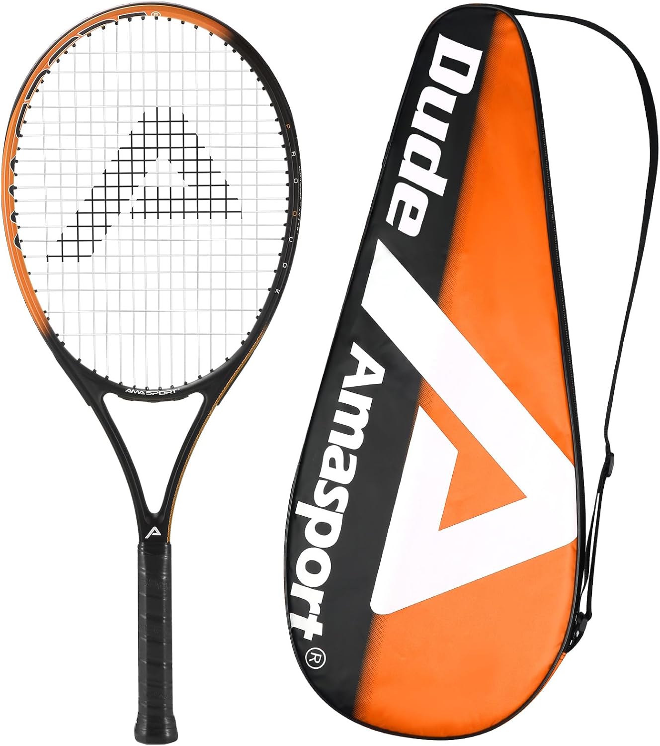 AMA SPORT Adult Tennis Racket - Pre-Strung Light Balance 27 inch Tennis Racquet for Women and Men Grip Size 2-4 1/4"