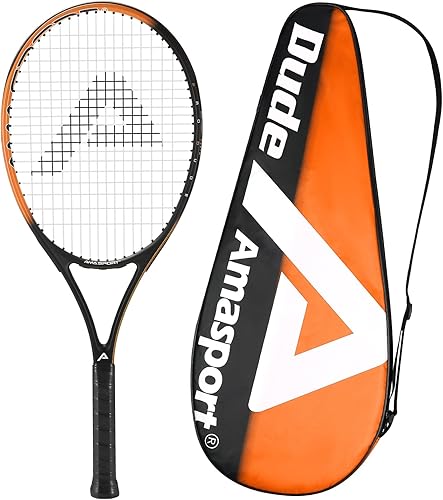 AMA SPORT Adult Tennis Racket - Pre-Strung Light Balance 27 inch Tennis Racquet for Women and Men Grip Size 2-4 14"