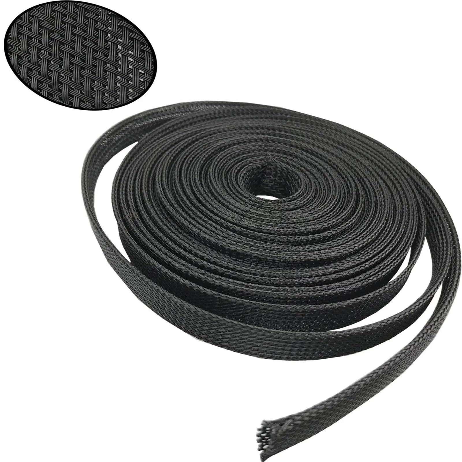 Organizador Cables Funda de Cable Negro Pet Longitud 1/3/5/50/100M Funda Trenzada aislada Cable de protección de línea de Datos Tubo de Nailon ignífugo(10 Meter,100 mm)