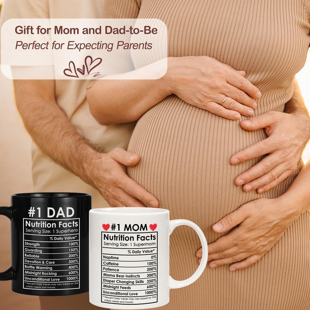 Breezy Valley New Mom and Dad Mugs Gifts, Anniversary New Parents Gifts for Couples 2025, Pregnancy Gift for Expecting Mom Dad to Be, Baby Gender Reveal Gift for Parents to Be, Expecting Mother image 5