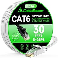 Vista 78 de Cable Ethernet Cat 6 de 30 pies, para interiores y exteriores, cable de red plano de Internet de alta velocidad de 10 Gbps, cable de conexión Negro