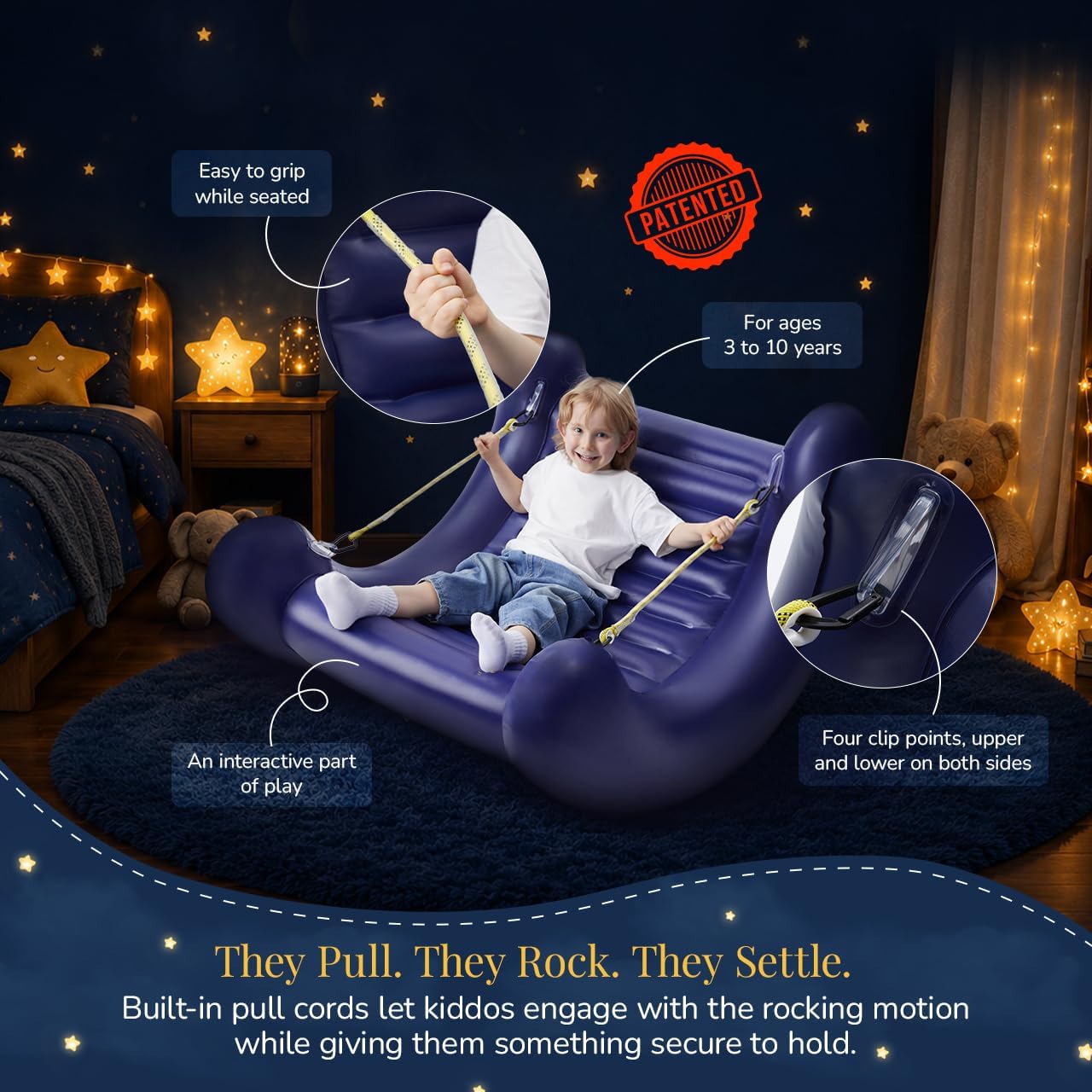 CloudBounce Ultra - with Power Straps | Sensory Rocker for Kids | Patented NextGen Inflatable Sensory Chair | Ultra-Durable & Extra-Reinforced