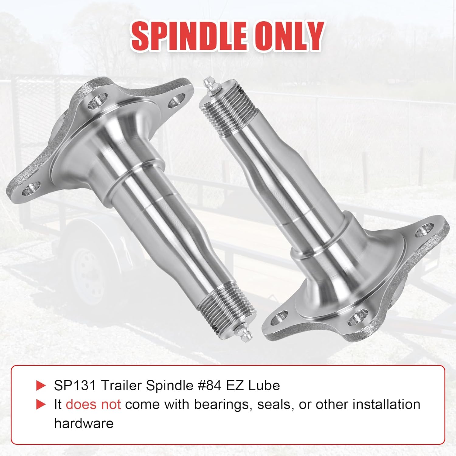 SP131 Trailer Spindle #84 EZ Lube Weld-On with Brake Flange for 3,500lbs Trailer Axle Compatible with Bearings Kit L44649/10 & L68149/11 (2Pcs)