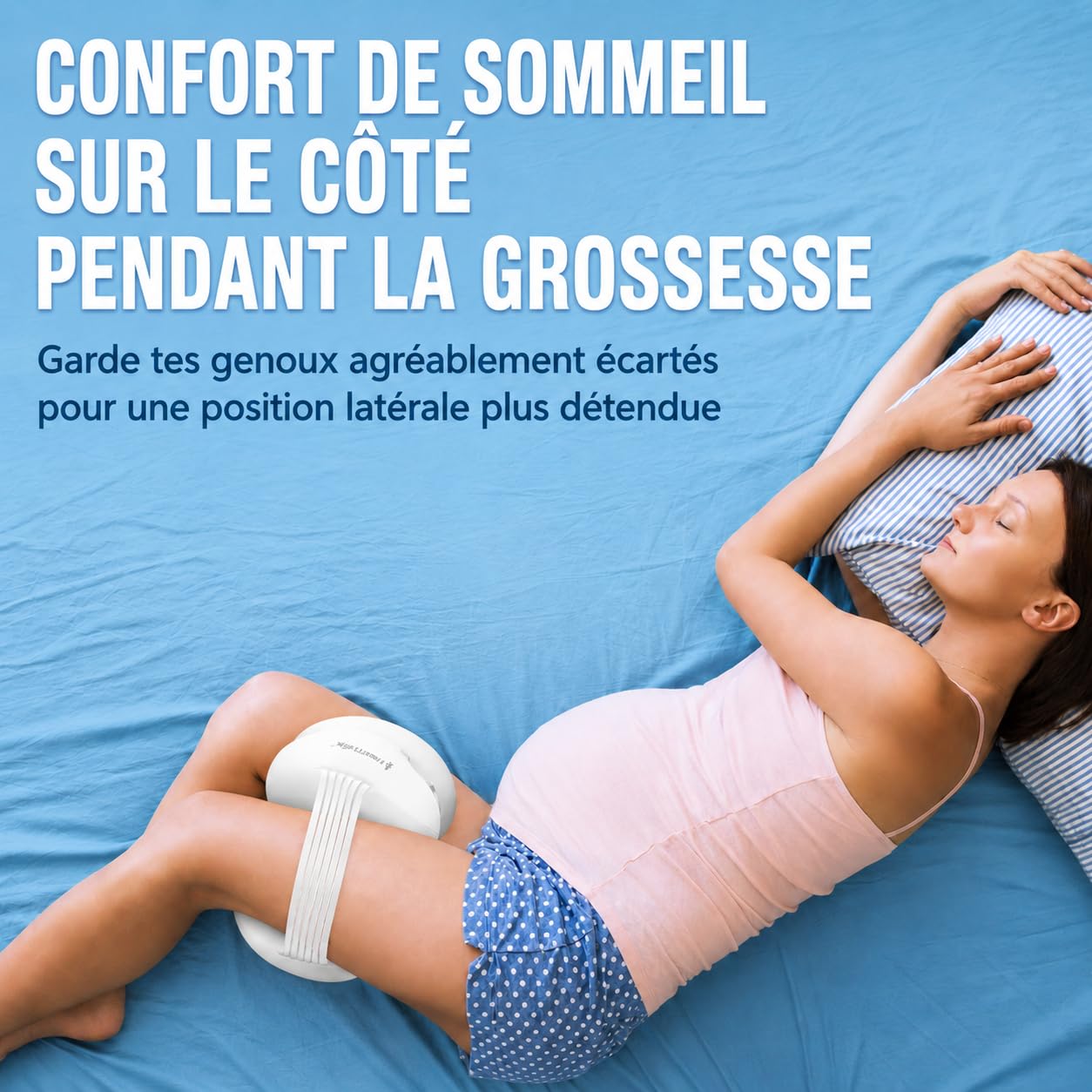 Healthfix Lot de 2 coussins orthopédiques pour les personnes dormant sur le côté, avec sangle, en mousse à mémoire de forme, housse rafraîchissante et lavable, blanc