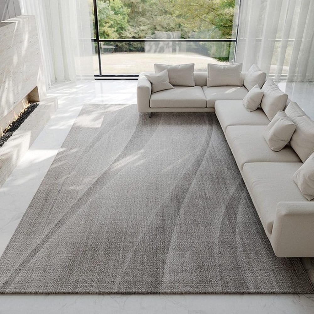 Tapis abstrait gris clair moderne pour grand salon de luxe 80x160 cm YHT033