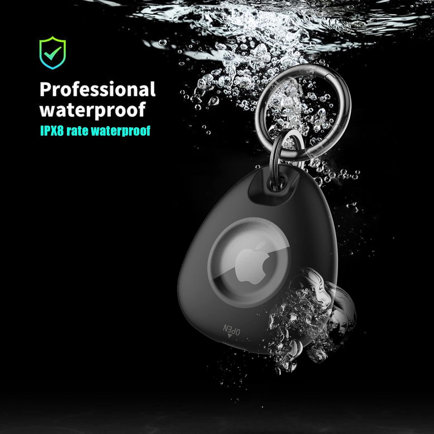 waterproof apple airtag keychain case with key ring ipx8ultra durablefully enclosed air tag holder case for luggagekeysdog collar2 pack