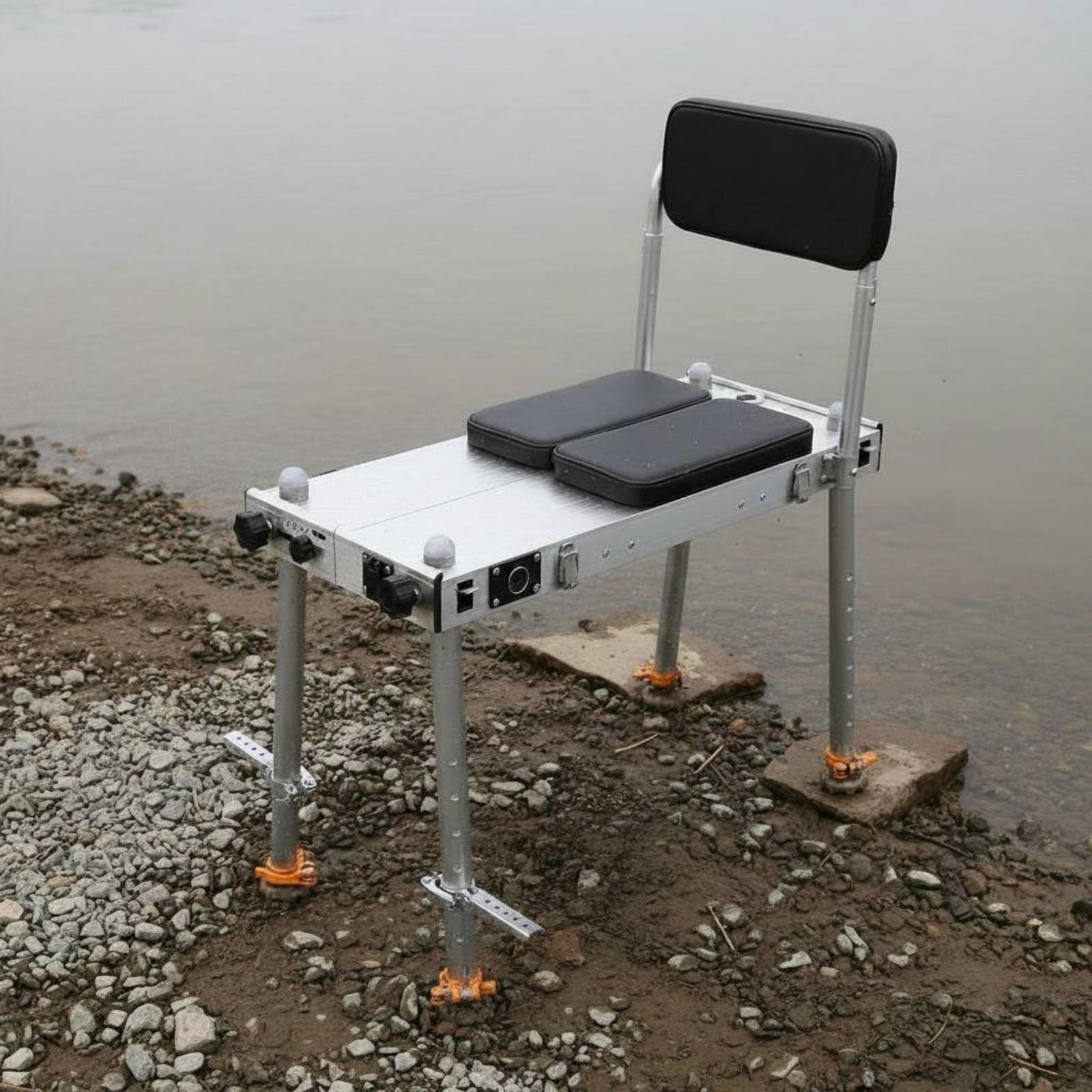Siege de Pêche Pliable Chaise Tabouret Fauteuil Dossier Matelassé Structure Alu Résistante à la Rouille Réglage Pieds Indépendants Pliant Compact, Color to 2, 750