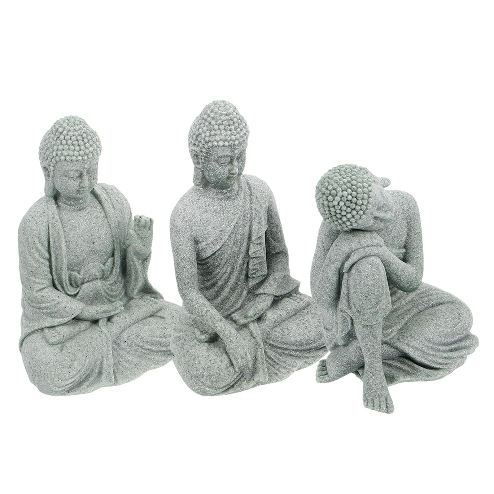 Gadpiparty 3 pièces Statues Bouddha de Décoration Jardin Intérieur Entrée Maison Apaisante Sculptures