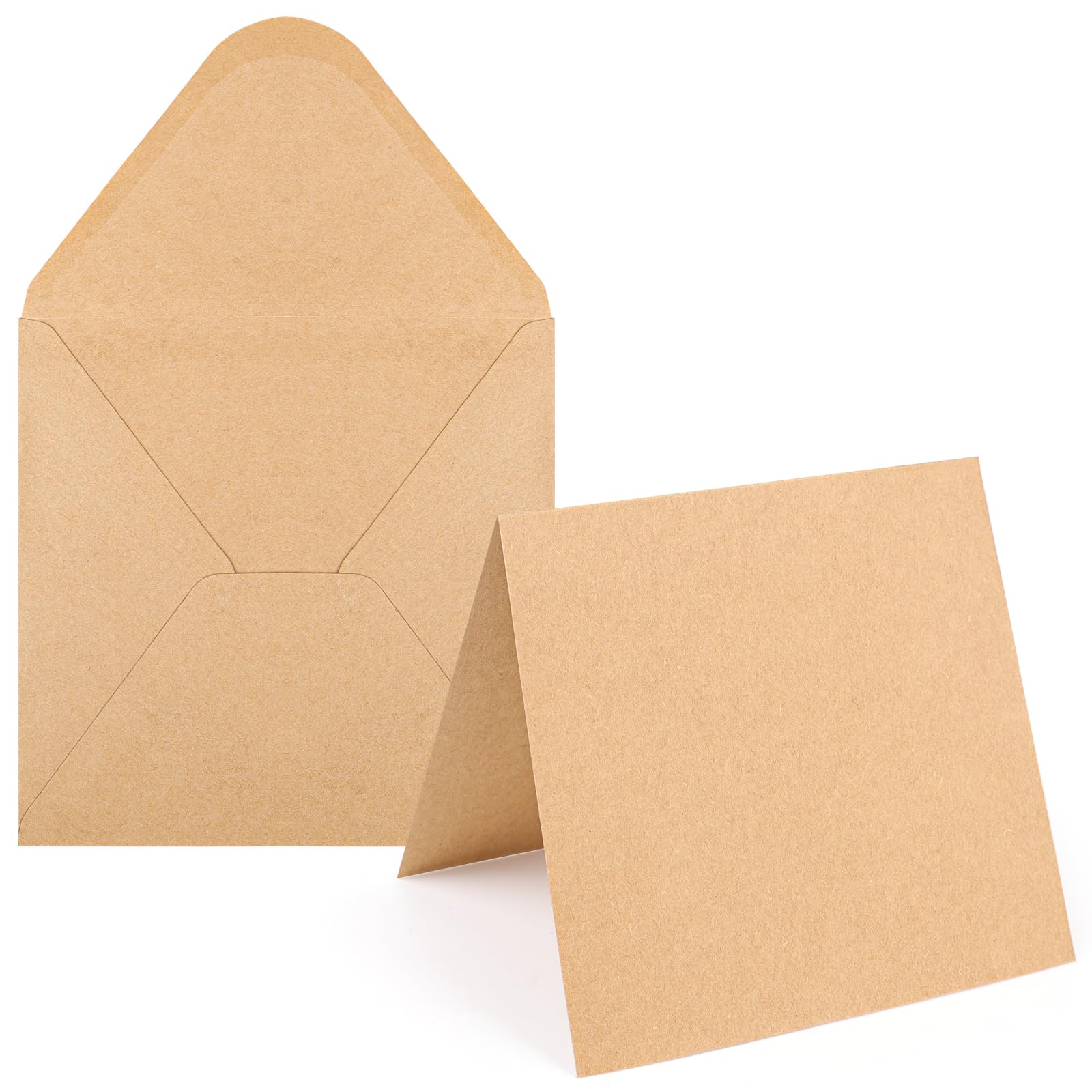 Blank Card and Envelopes 20K 6 X 6 Inch Kraft Brown Heavyweight 100LB Folded Kraft Cardstock Paper Square Envelopes for for DIY Greeting Cards,