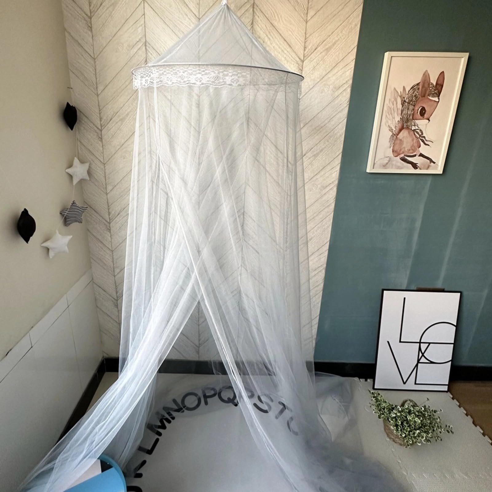 Atyhao Bed Mosquito, Dome Lace Mosquito Mesh Net Princess Kids Bed Canopy for Child Girls Room Bed 1.5 1.8 Meters Width(white) - Image 2